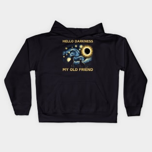 Hello Darkness My Old Friend Funny cat and dog Solar Eclipse Kids Hoodie